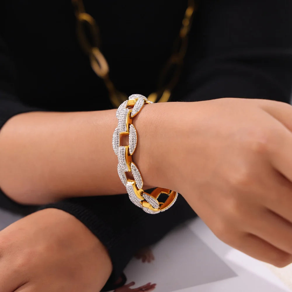 Trendy Chain Design Stainless Steel Bangle For Women Charm Bracelet Luxury Charm Jewelry Wedding Banquet Gift