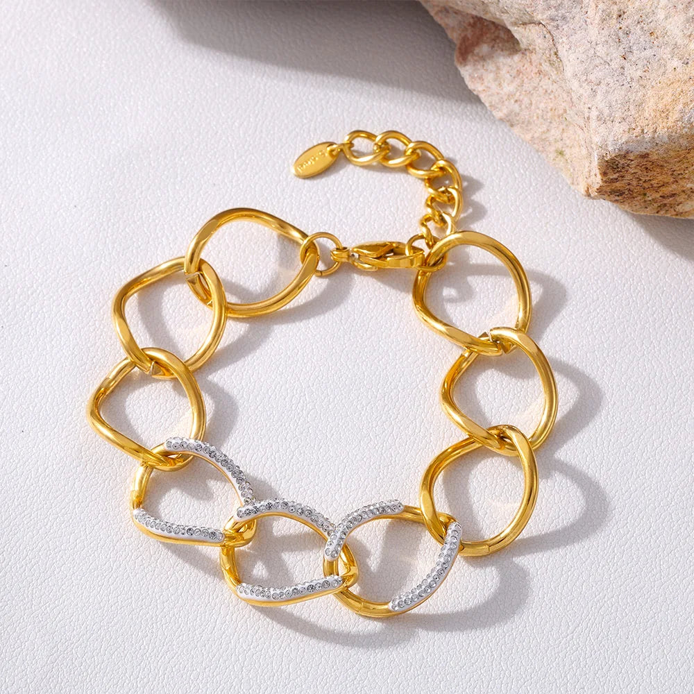 Trendy Chain Design Stainless Steel Bangle For Women Charm Bracelet Luxury Charm Jewelry Wedding Banquet Gift